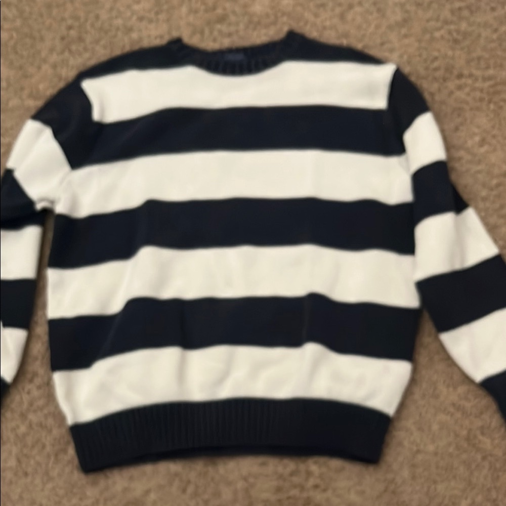 Black and White Striped Men's Sweater